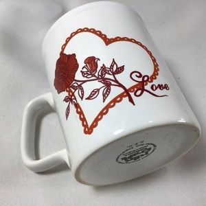Love Heart Rose Valentine Stoneware Mug Kiln Craft